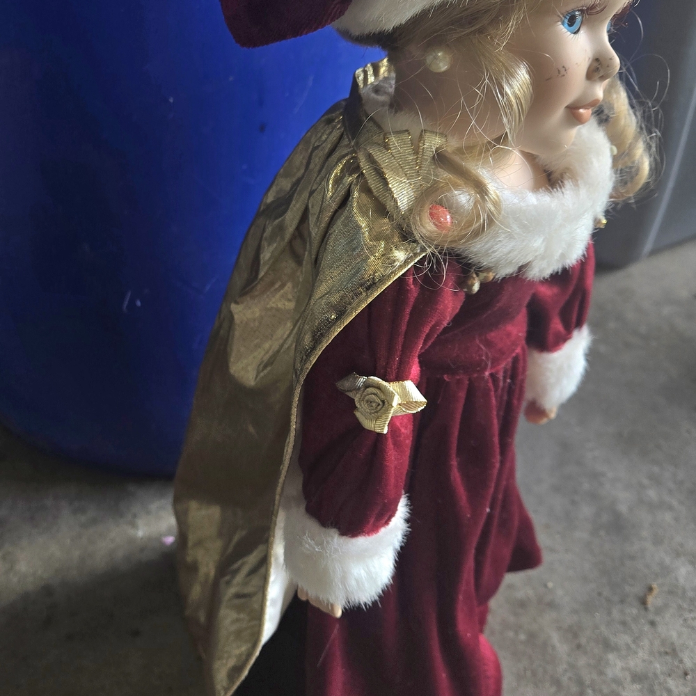 Elegant Red and Gold Doll with Cape Christmas Doll Or Just A Beautiful Doll